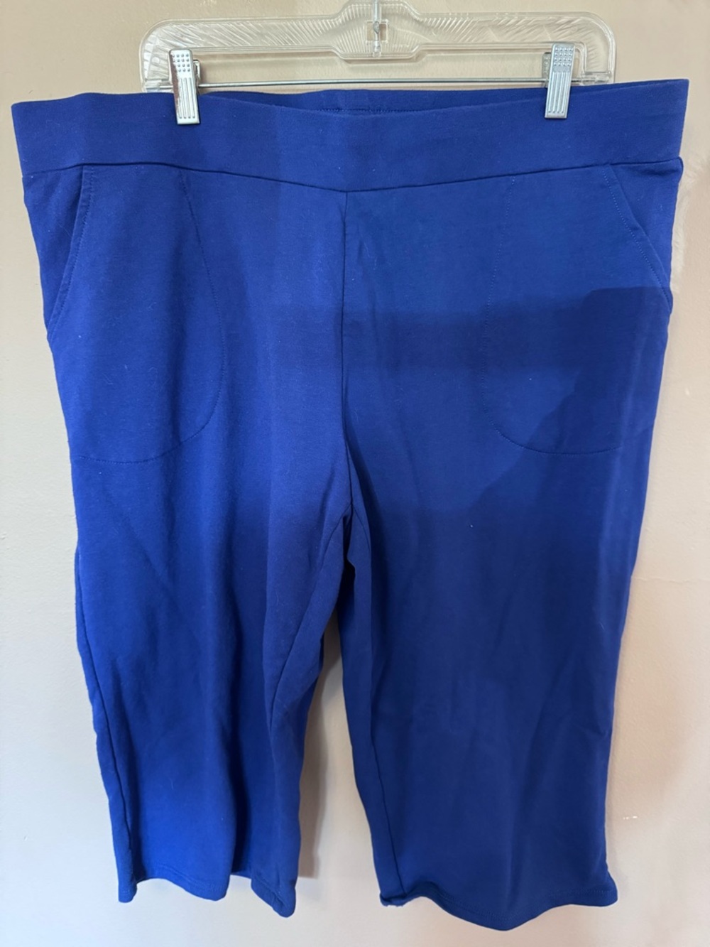 Belle Beach by Kim Gravel French Terry Seaside Capri Pants XLP Blue